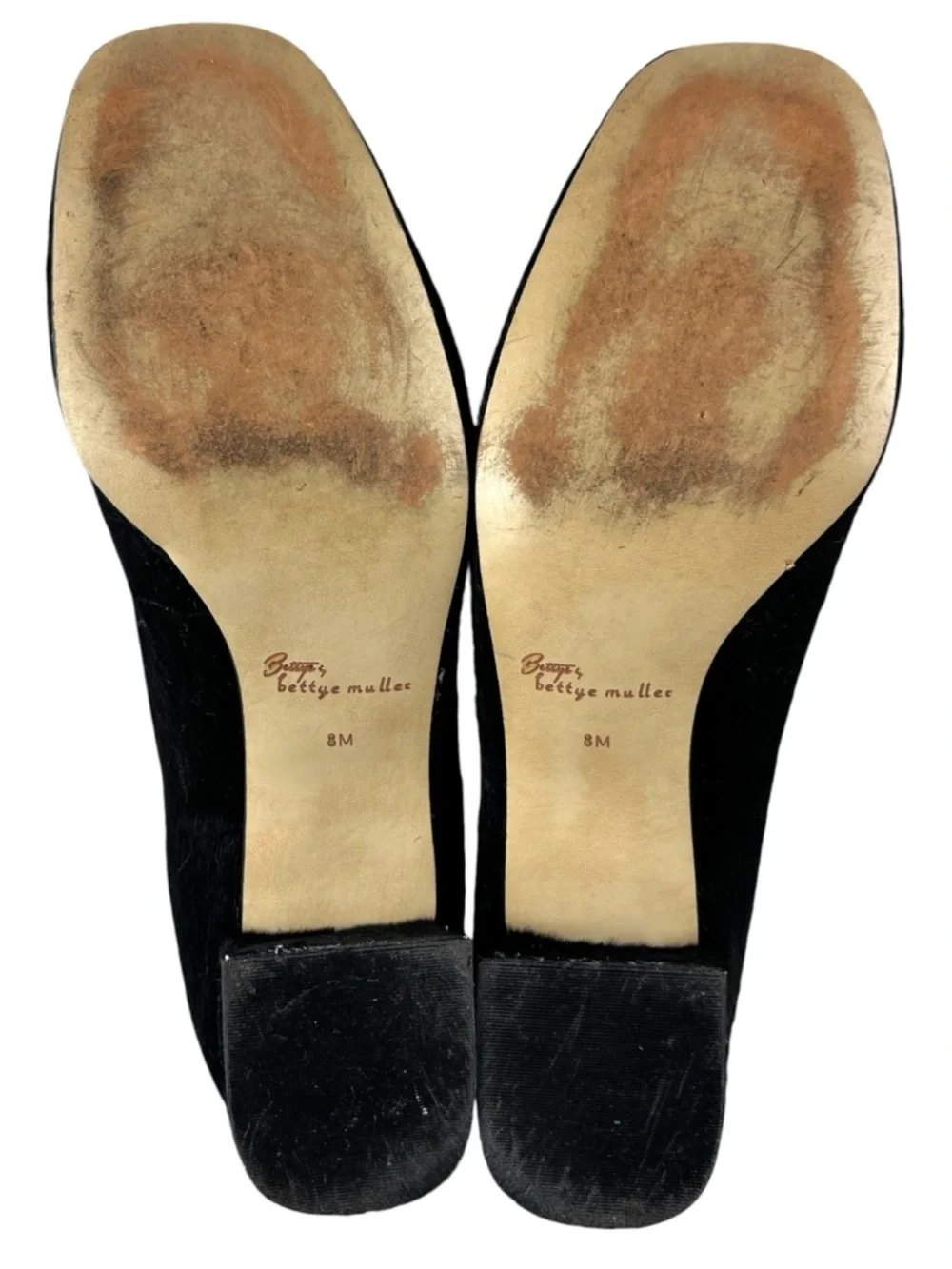 BETTYE MULLER WARHOL BLACK CALF HAIR LEATHER SQUARE TOE PUMP HEELS
